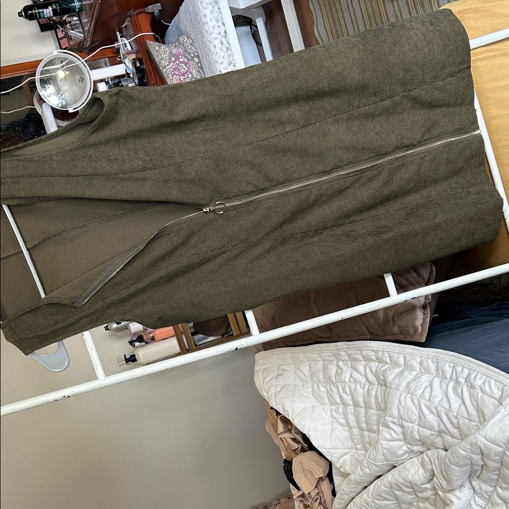 SHEIN Olive Green Zip-Up Dress